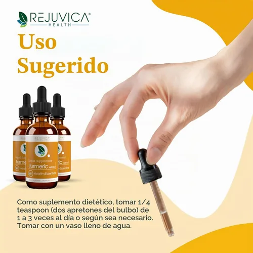 Vista 4 de Cúrcuma activa - Suplemento líquido avanzado - Extracto de cúrcuma longa - solo raíces de cúrcuma - Curcumina de origen natural