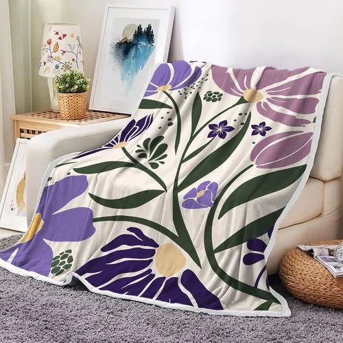 Vista 6 de Manta retro de los años 70 con diseño de hongos florales de mediados de siglo, manta de franela suave, ligera, regalos de felpa para mujeres