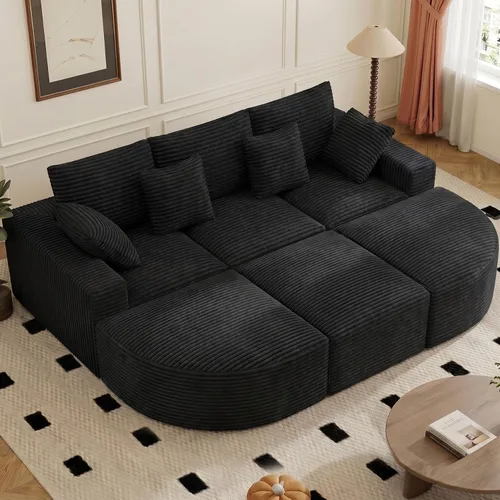 Vista 31 de Sofá modular de 146 pulgadas, sofás de nube convertibles en forma de U para sala de estar con otomana, juego de sofá de pana de 6 plazas sin hueso