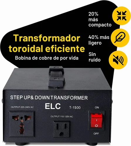 Vista 3 de Transformador de voltaje para aumentar o disminuir la tensión. 110 v/220 v, circuito de bloqueo de protección, de la marca ELC