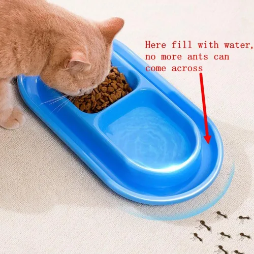 Vista 5 de Plato para gatos y gatos y cachorros, comedero para mascotas, color gris, S Ant Proof Cat Food Bowl, No Spill Dish, Outdoor Feeding, Deep Wide