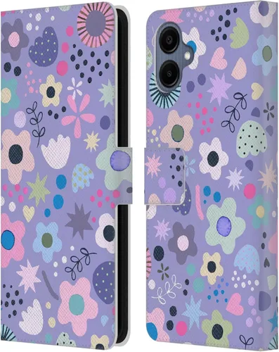 Vista 248 de Head Case Designs Officially Licensed Ninola Abstract Poppies Lilac Floral Leather Wallet Case Compatible with Samsung Galaxy A07 4G