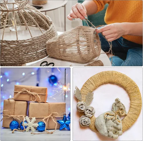 Vista 5 de MECCANIXITY Cordel de jardín de 328 pies, cuerda de yute artesanal de 0.079 pulgadas para obras de arte, manualidades, envoltura de regalos, azul