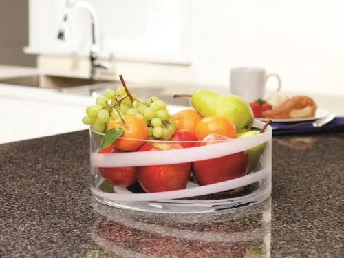 Vista 2 de Barski - Calidad Europea - Vidrio- Tazón Decorativo - 11" de Diámetro - Tazón de Lado Recto Grueso -Para Ensalada Fruta -O Para Plantas - Flores