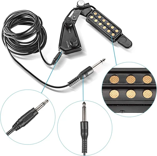Vista 5 de TraderPlus 12 SoundHole - Transductor electroacústico de pastilla para guitarra, Preamplificador magnético para guitarra acústica con control