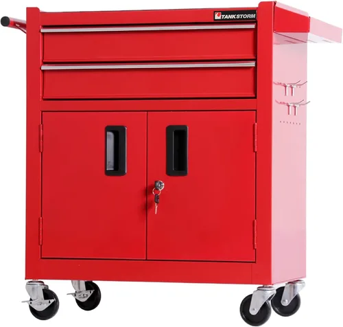 Vista 9 de Carrito Caja de Herramientas Resistente de Acero Rodante con Puertas con Cerradura (TZ12 Negro Amarillo)