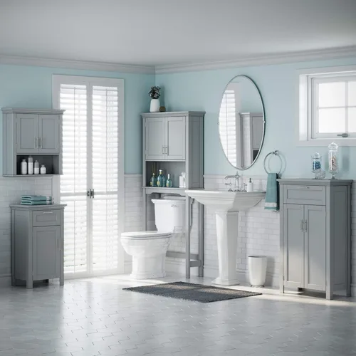 Vista 4 de RiverRidge - gabinete de baño, 1 puerta, Madera Manufacturada, Gris