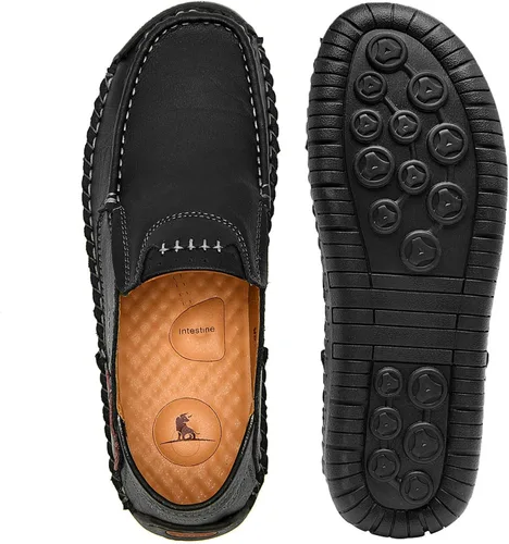 Vista 8 de ENLEN&BENNA Mocasines para hombre, informales, de cuero, ligeros, cómodos, para conducir, caminar