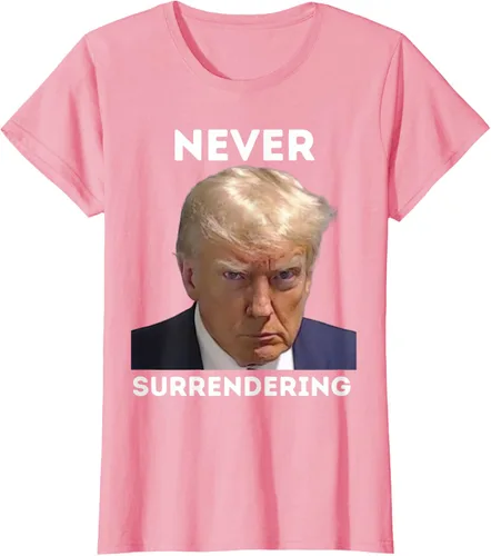 Vista 10 de Triumph Never Surrendering - Camiseta Trump Mug Shot, Negro