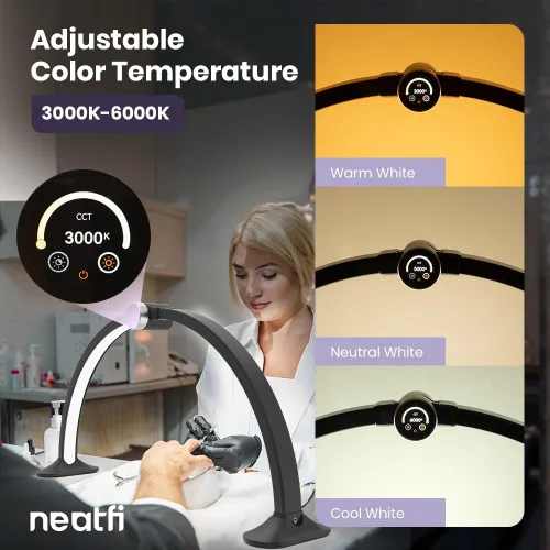 Vista 3 de Neatfi Luz de Media Luna para Lámpara de Escritorio de Uñas, Lámpara de Mesa, Múltiples Modos de Iluminación de Escritorio para Esteticistas