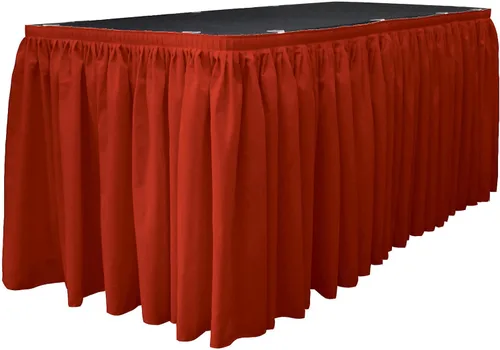 Vista 34 de LA Linen Falda de mesa de popelina de poliéster para mesas rectangulares, tela plisada para banquetes de boda, 14 pies por 29 pulgadas de largo
