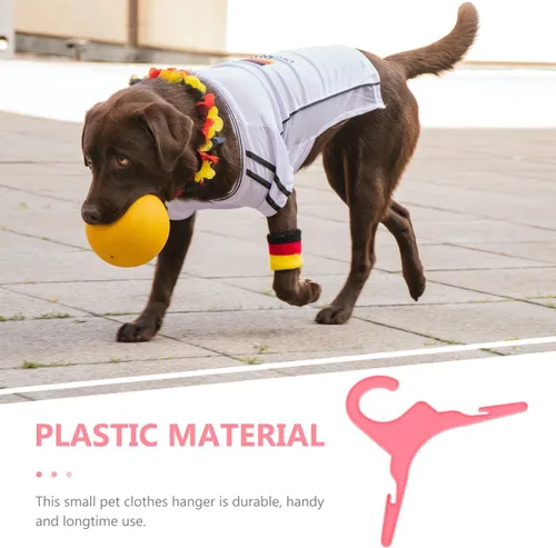 Vista 6 de POPETPOP 50 perchas de ropa para perros, lindo abrigo rosa para secar perros, perchas de plástico para ropa para mascotas, estantes de secado