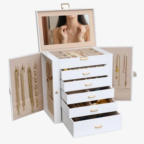 Vista 14 de BOOVO Joyero grande para mujer, organizador de joyas grande