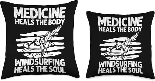 Vista 3 de Windsurfing Surfing Board Water Sports Throw Pillow