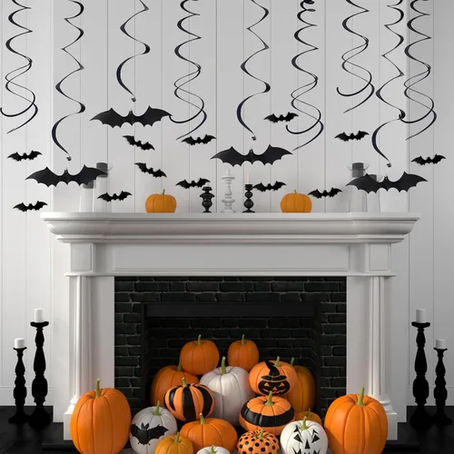 Vista 7 de Calcomanías de pared colgantes de murciélagos, decoraciones de fiesta de Halloween, 28 piezas de murciélagos voladores 3D, calcomanías de decoración