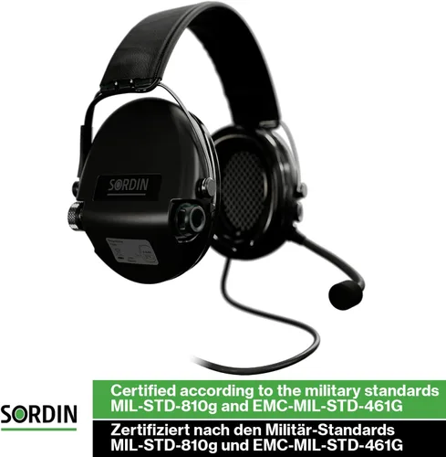 Vista 6 de Sordin MIL CC Ear Muffs - Military Ear Defenders w/Radio Connection, Microphone & Leather Headband - Tactical Earmuffs