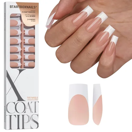 Vista 17 de BTArtboxnails XCOATTIPS White French Tip Press On Nails, XXS Squoval, Pink Lamp-Curable, 4-Week Wear, Natural Nail Look, Salon Quality Value at
