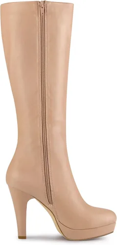 Vista 7 de Allegra K Botas altas hasta la rodilla con plataforma de tacón grueso y punta redonda para mujer