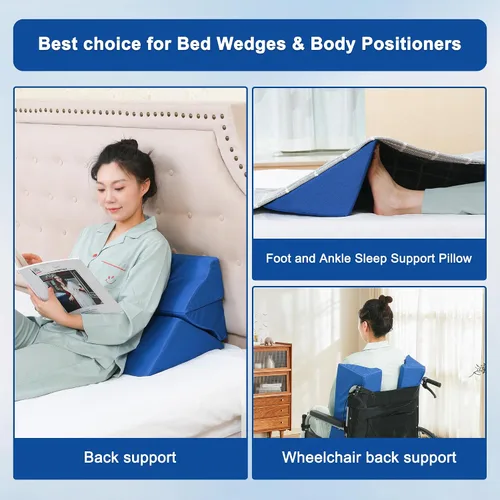 Vista 5 de Fanwer Cuñas de cama y posicionadores corporales (3 en 1), Cuñas de 40 grados para posicionamiento en cama, Almohadas posicionadoras para personas