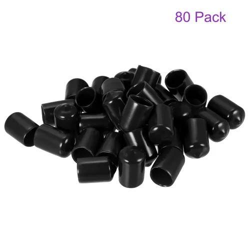 Vista 6 de DMiotech Paquete de 80 protectores de rosca de tornillo negros ID de 1/2 pulgadas (0.472 in), tapas de goma para pernos de tornillo, tuberías