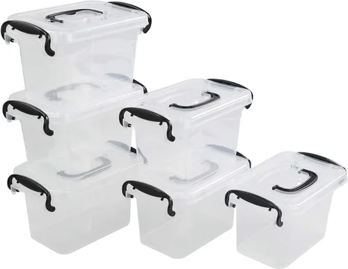 Vista 7 de Bringer Paquete de 6 mini cajas de almacenamiento de plástico de 1.5 L