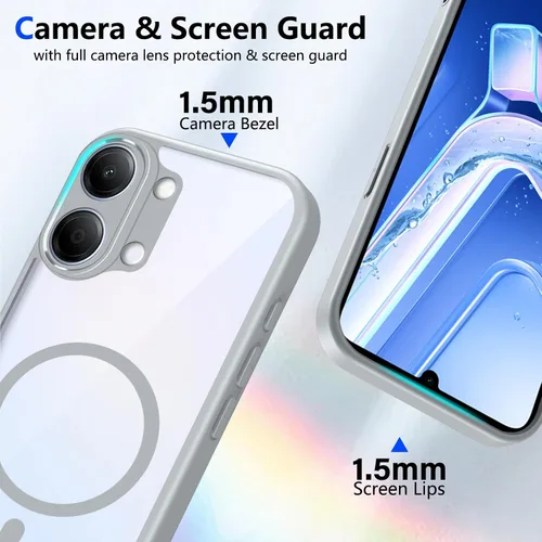 Vista 419 de Funda magnética transparente compatible con Xiaomi 17T, color negro 2 en 1 PC + TPU cubierta de teléfono a prueba de golpes, carcasa protectora