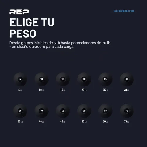 Vista 3 de REP Pelotas de golpe con peso, pelotas de ejercicio y fitness para entrenamiento de fuerza, agarre de goma suave, pelota medicinal sin rebote