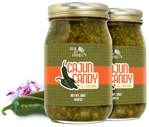 Vista 10 de Green Jay Gourmet Relish - Cajun Candy Relish - Dulce y picante condimento de jalapeño confitado y para untar - Hecho en Estados Unidos - Para