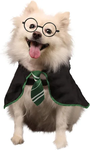 Vista 10 de Disfraz Coomour de bruja, para perro, gato, cachorro, ropa para perros pequeños, medianos, grandes, camisa con gafas