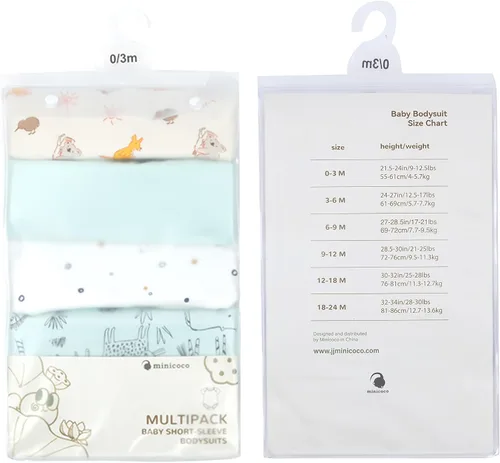 Vista 7 de Minicoco Body unisex para bebé, multipacks súper suave, ropa interior para bebé recién nacido a bebé, 100% algodón
