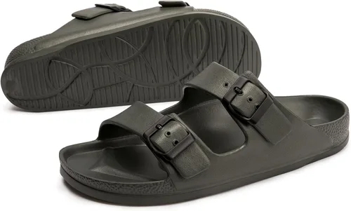 Vista 5 de FUNKYMONKEY - Sandalias bajas cómodas para mujer, hechas de etilvinilacetato, ajustables con hebilla doble