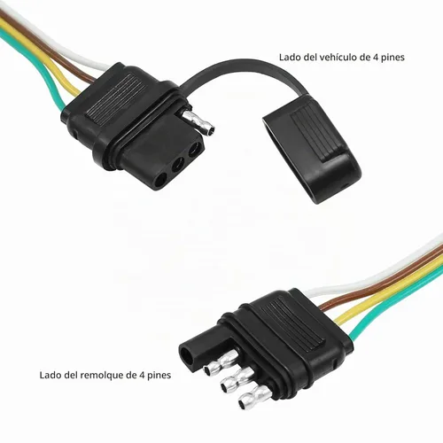 Vista 3 de Hoypeyfiy Kit de arnés de cableado de luz de remolque, 4 cables, enchufe de 4 vías, 4 pines, extensión de cable plano, conector macho y hembra de 32