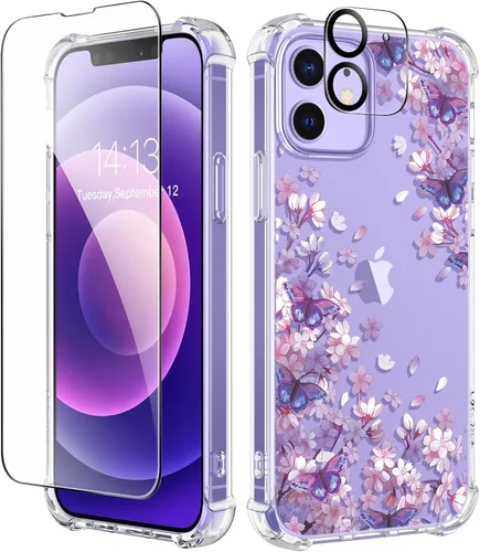Vista 187 de GVIEWIN - Funda para iPhone 11 con protector de pantalla + protector de lente de cámara, cubierta protectora transparente suave de poliuretano