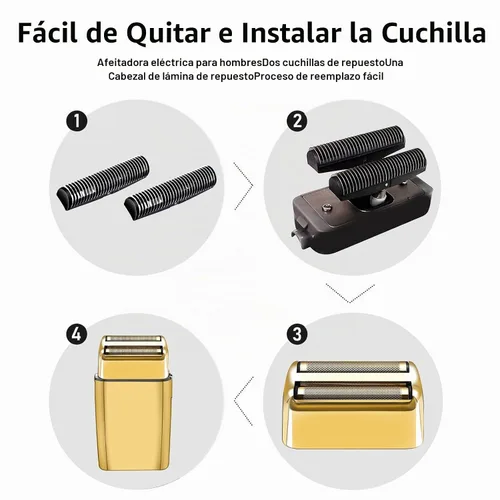 Vista 5 de Hoja de repuesto para afeitadora y cortadoras compatibles con BaBylissPRO Barberology Double FXFS2G (dorado)