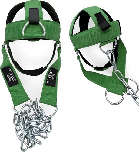 Vista 12 de QTF Arnés de cuello para entrenamiento de levantamiento de pesas, constructor de cuello grueso de neopreno acolchado ajustable para barbilla