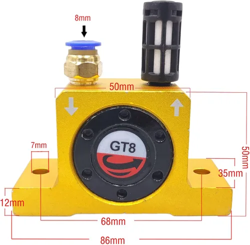 Vista 2 de Vibrador neumático de la turbina de aire GT8 G 1/8" serie de oro GT-08 de los vibradores neumáticos industriales de la turbina