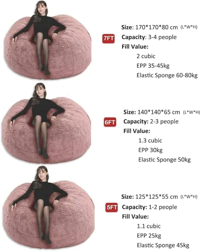 Vista 3 de Puf, funda gigante de piel para adultos y niños (sin relleno), cómoda y esponjosa para sofá perezoso para silla de lectura, silla de suelo, funda