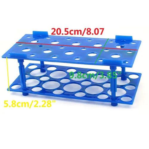 Vista 2 de Driak Estante de tubo de centrífuga de plástico de 28 pozos Estantes desmontables de la tina usados para tubo de centrífuga de 0.3 fl oz, 0.5 fl oz