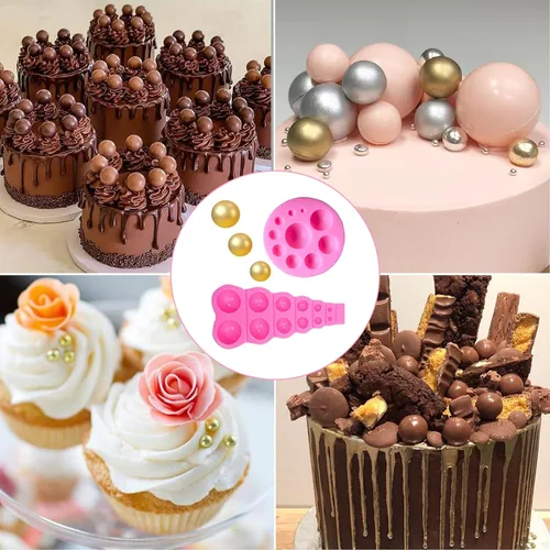 Vista 7 de MEMOVAN Molde de fondant de perlas 3D 2 unids Semi Esfera Bola Silicona Chocolate Molde Lollipop Molde de cúpula redonda Molde de silicona Mini