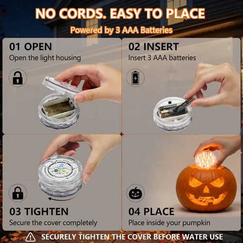 Vista 13 de Luces LED de calabaza con control remoto, 16 colores, 4 modos, funciona con pilas, luces sumergibles que cambian de color, para Halloween, calabaza