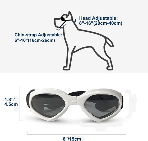 Vista 4 de LECONPET Gafas de sol para perros pequeños, impermeables, resistentes al viento, protección UV, para mascotas, para perros, cachorros, gatos (negro)