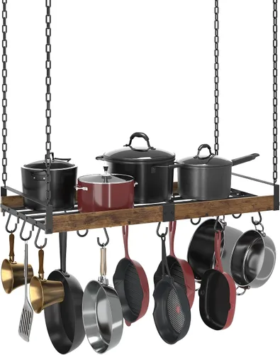 Vista 11 de Creso hom Estante Colgante para Ollas, 24x13 Pulgadas Colgadores de Ollas para Cocina, Estante Colgante para Sartenes con 12 Ganchos en Forma de S