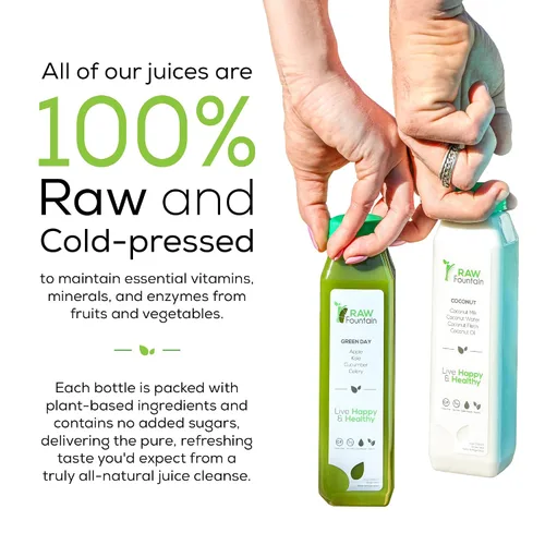 Vista 5 de Raw Fountain, limpieza de jugo de proteína de 3 días, limpieza desintoxicante cruda totalmente natural, frutas prensadas en frío, verduras, sabor