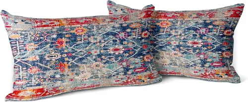 Vista 19 de Snycler Fundas de almohada boho 16x16 pulgadas juego de 2, almohadas de estilo boho para sofá en azul marino, rojo, geométrico, floral, decorativas