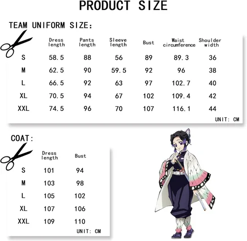 Vista 4 de LOHOU Disfraz de kimono de anime para cosplay, Demon Slayer-Kochou Shinobu, 130