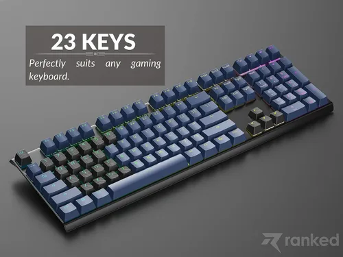Vista 6 de Ranked Juego de teclas de goma Double Shot translúcido Perfil OEM para teclado mecánico para juegos (negro, 23 teclas)