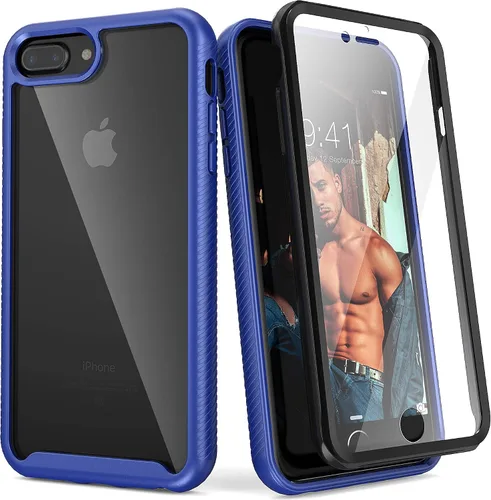 Vista 11 de IDweel Funda para iPhone 8 Plus/7 Plus, carcasa resistente a prueba de golpes con protector de pantalla integrado, funda híbrida resistente a