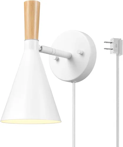 Vista 14 de Globe Electric 65000098 Lámpara de pared de 1 luz enchufable o cableada, negro mate, cable de tela trenzada de 1.8 metros, interruptor basculante