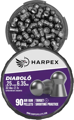 Vista 2 de Harpex Diabolo .25 Cal Airgun Pellets – 32.4 Grain Domed Heavy Design – Ultra Precise Accuracy – Premium Lead Pellets for Target Shooting, Long
