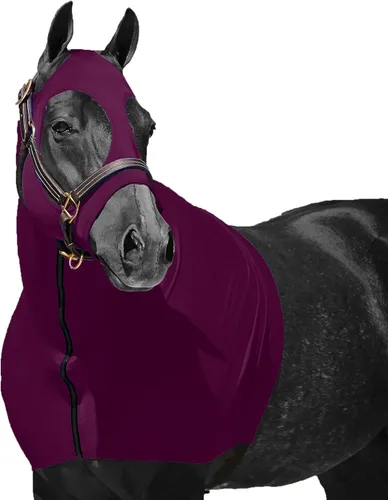 Vista 10 de Resistance Horse Hood Slinky Lycra Zip Mane Braid Shoulder Guard - Hoja de Cuidado de Caballos Sleazy Slickers